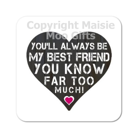 You'll Always Be My Best Friend You Know Far Too Much! Wooden Coaster